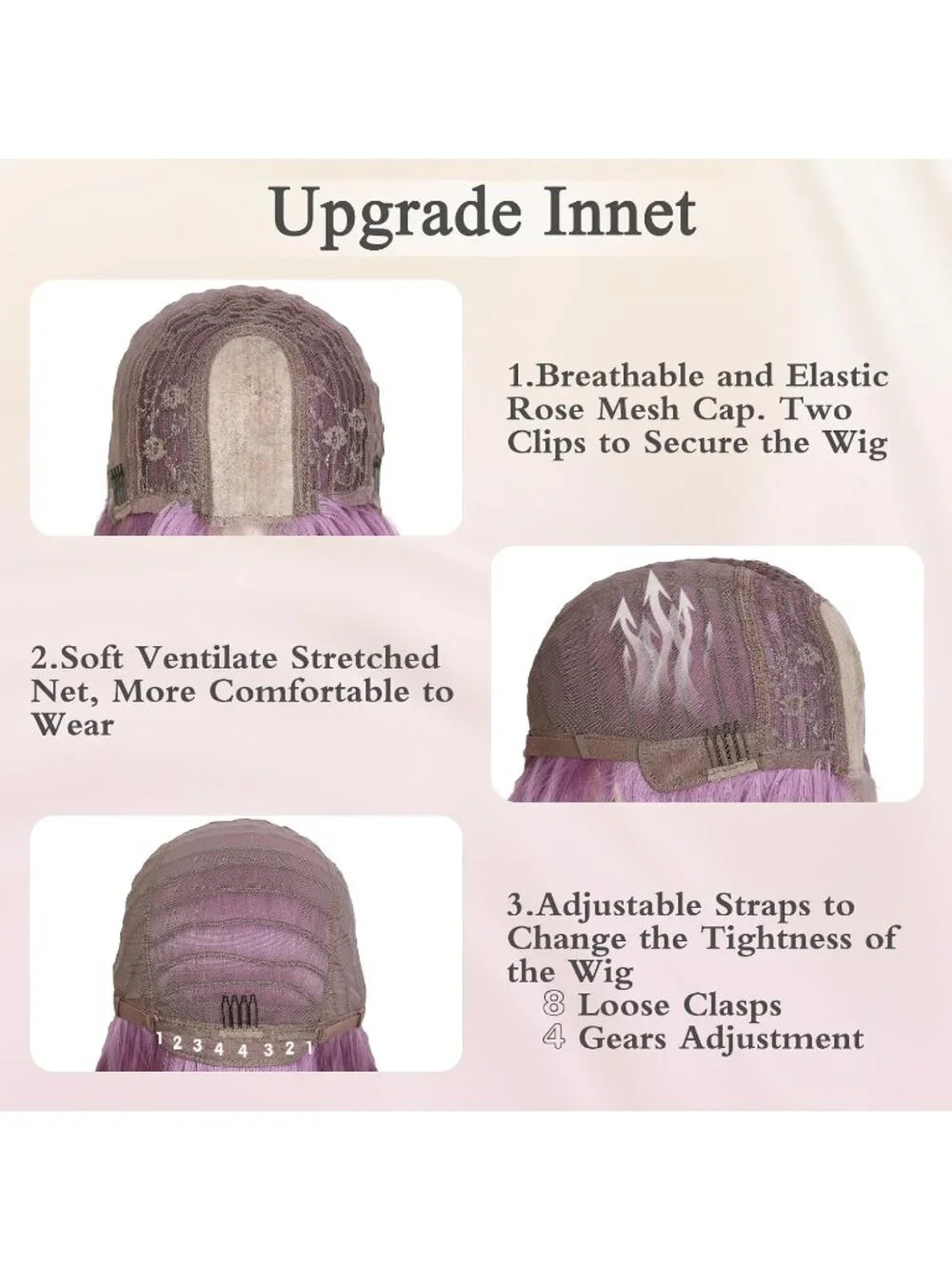 Women's Purple 26 Inch Natural Looking Heat Resistant Long Wavy Wigs